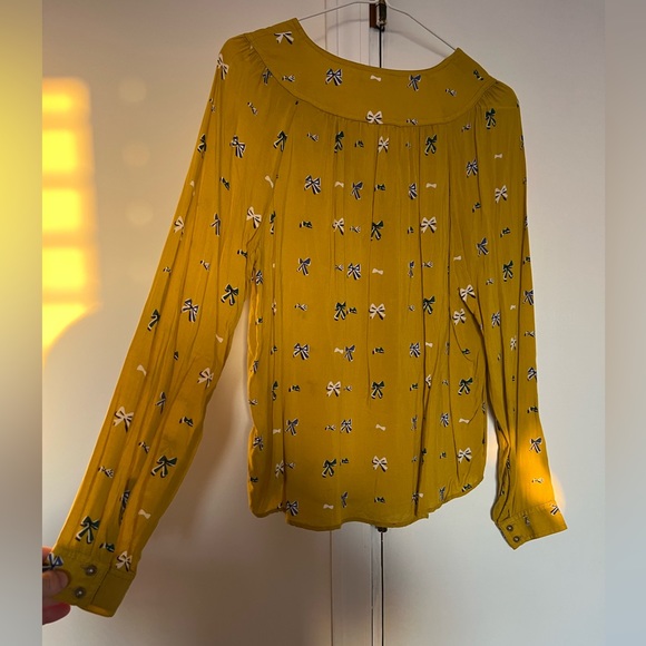 Anthropologie mustard yellow long-sleeve blouse - size 2 - Picture 2 of 5